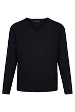 Load image into Gallery viewer, Caldicot Fitted Black V Neck Jumper