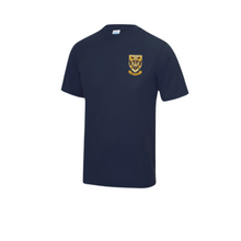 Load image into Gallery viewer, NHSOB Block Colour Navy Tech Tee with club logo
